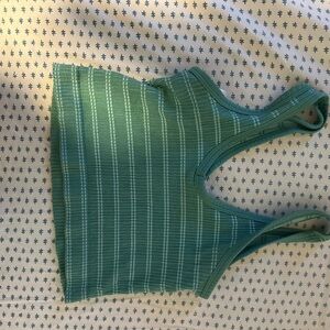 Green Striped Ribbed Tank Top